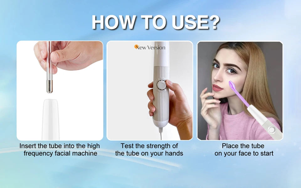 New High Frequency Facial Machine Skin Therapy With 6 Neon & Argon Wands Remove Wrinkles Acne Facial Therapy Wand darsonval