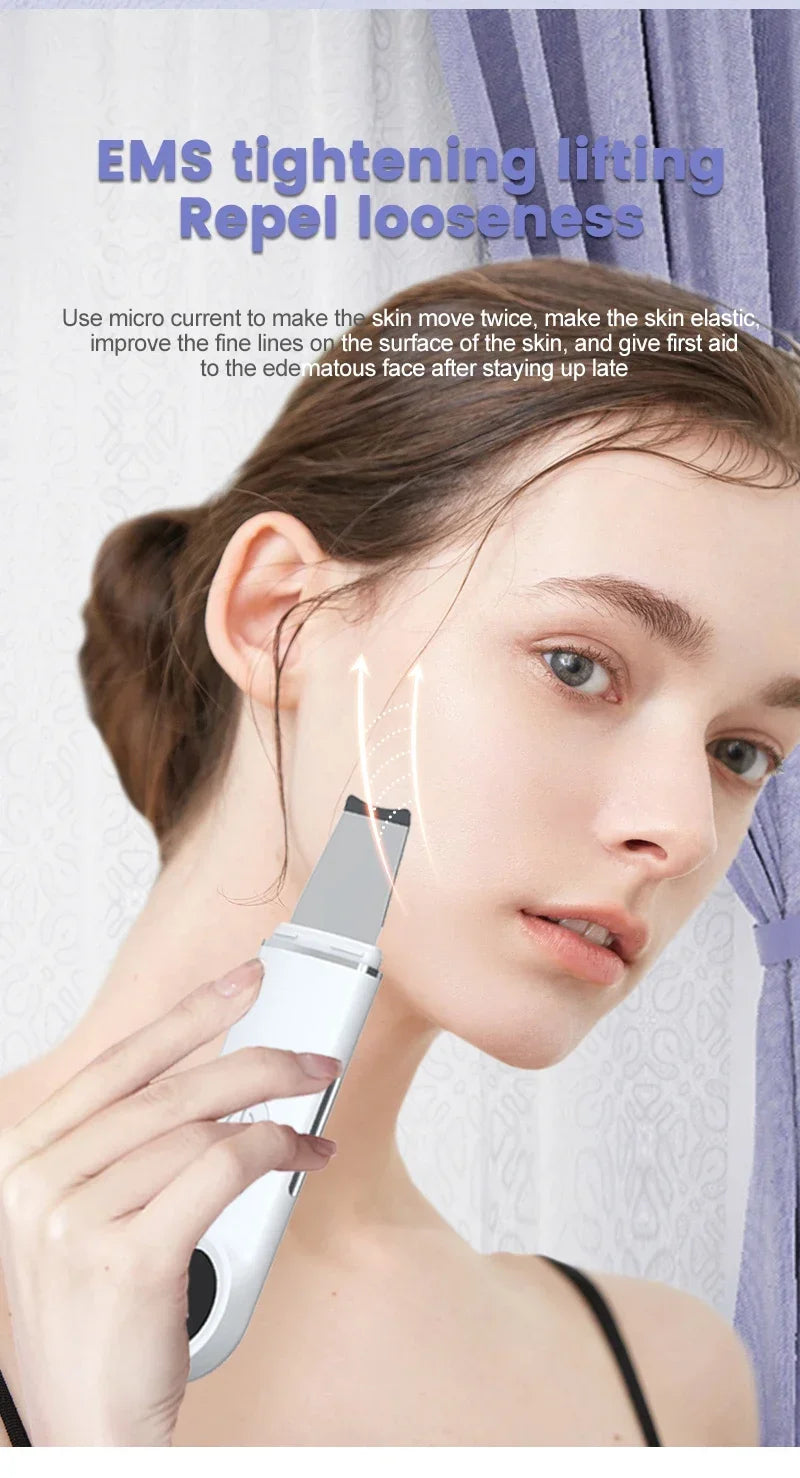 Ultrasonic Facial Skin Scrubber Deep Facial Cleaning Machine Removal Dirt Blackhead face ultrasonic skin scrubber machine