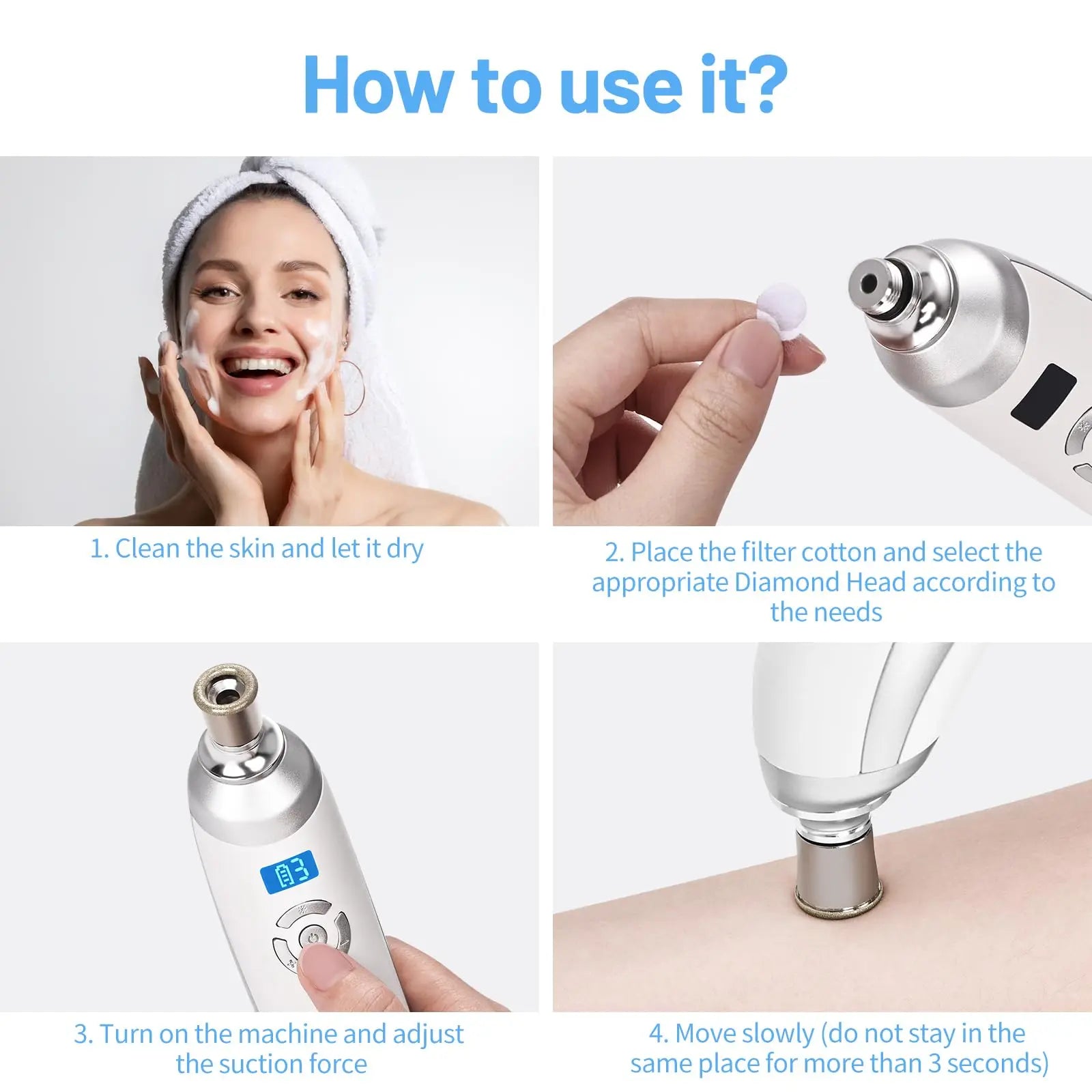 Upgraded Diamond Microdermabrasion Machine Blackhead Removal Professional Facial Deep Cleasing Device Home Use Facial Skin Care