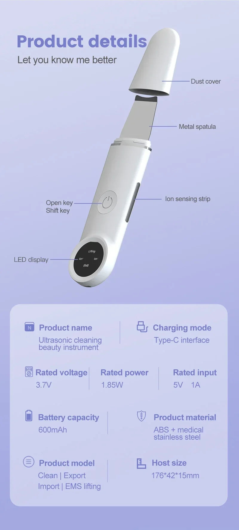 Ultrasonic Facial Skin Scrubber Deep Facial Cleaning Machine Removal Dirt Blackhead face ultrasonic skin scrubber machine