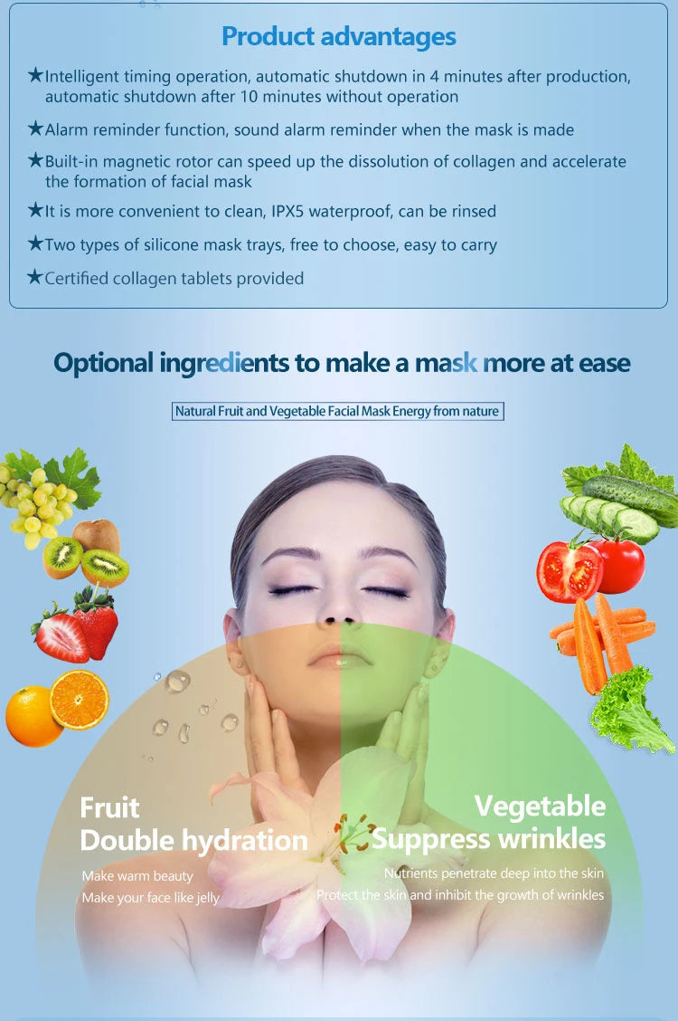 Face Mask Maker Machine Facial Treatment DIY Automatic Fruit Natural Vegetable Collagen Home Use Beauty Salon SPA beauty Device