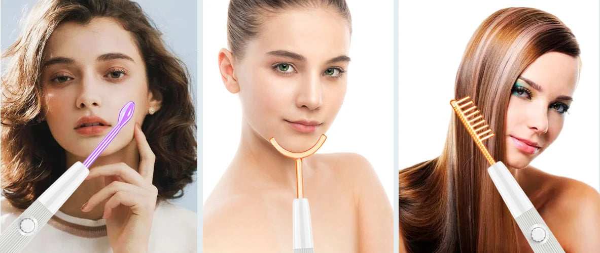 New High Frequency Facial Machine Skin Therapy With 6 Neon & Argon Wands Remove Wrinkles Acne Facial Therapy Wand darsonval