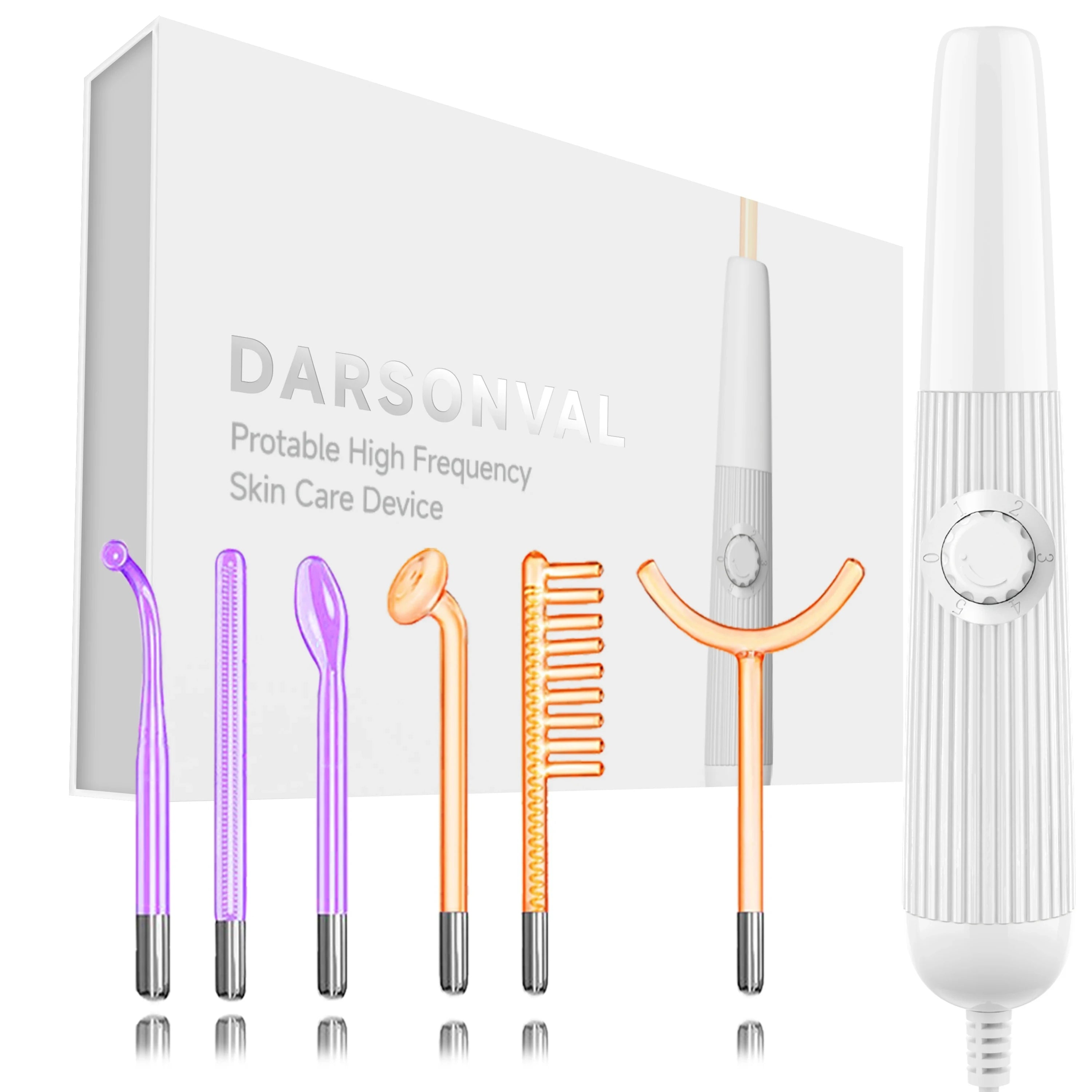 New High Frequency Facial Machine Skin Therapy With 6 Neon & Argon Wands Remove Wrinkles Acne Facial Therapy Wand darsonval